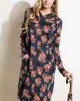 e Luna Floral and Plaid Print Sweatshirt Mini Dress