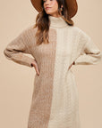 Annie Wear Color Block Turtleneck Sweater Dress