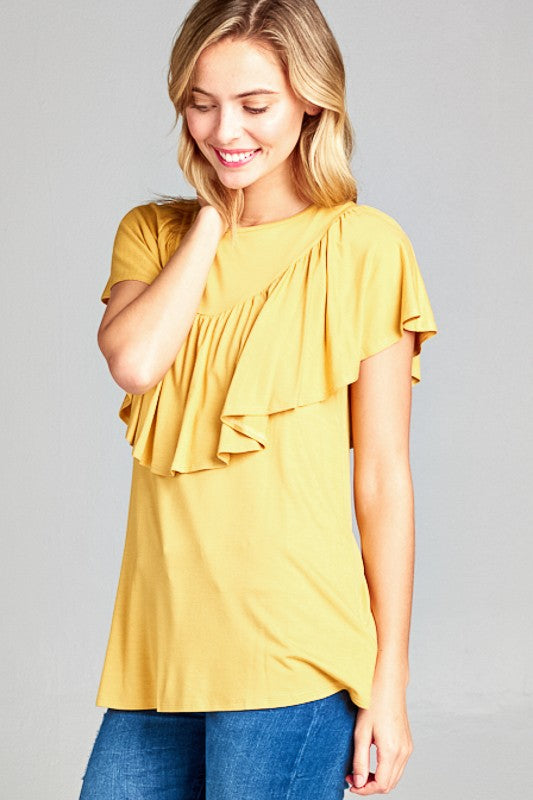 Solid Ruffle Detail Top - Online Only