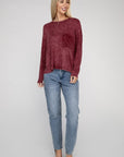 Zenana Washed Ribbed Dolman Sleeve Round Neck Top