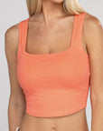 Zenana Cotton Square Neck Cropped Cami Top