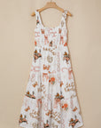 Western Horseshoe Smocked Sleeveless Midi Dress