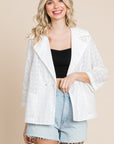 Culture Code Double Breasted Eyelet Jacket with Pockets