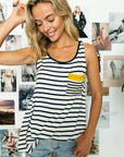 e Luna PLUS Mixed Stripe Pocket Tank