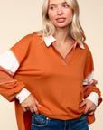 Haptics Color Block Exposed Seam Long Sleeve Top