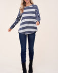 e Luna Dot Stripe Mixed Sweatshirt