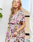 ADORA Layered Floral Off-Shoulder Short Sleeve Maxi Dress