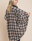 BOMBOM Houndstooth Open Front Cocoon Knit Cardigan