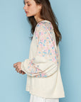 POL Round Neck Balloon Floral Long Sleeve Top