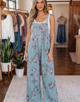 Floral Pleated High Waist Wide Leg Jumpsuit