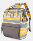 Himawari Striped Waterproof Nylon Backpack Bag with Side Pockets