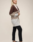 Color Block Open Front  Cardigan