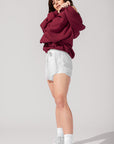 Full Size Zip Cloud Hoodie - Crimson