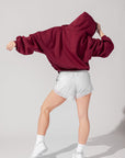 Full Size Zip Cloud Hoodie - Crimson