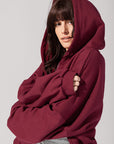 Full Size Zip Cloud Hoodie - Crimson