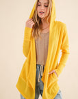 And The Why Full Size Thermal Hooded Open Front Cardigan with Pockets