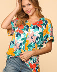 Haptics PLUS Floral Loose Fit Short Sleeve Top