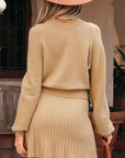 Cozy Knit Sweater & Pleated Skirt Set