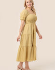 Lilou Tiered Long Dress with Puff Sleeves