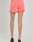 RISEN Raw Hem Asymmetrical Waist Denim Shorts