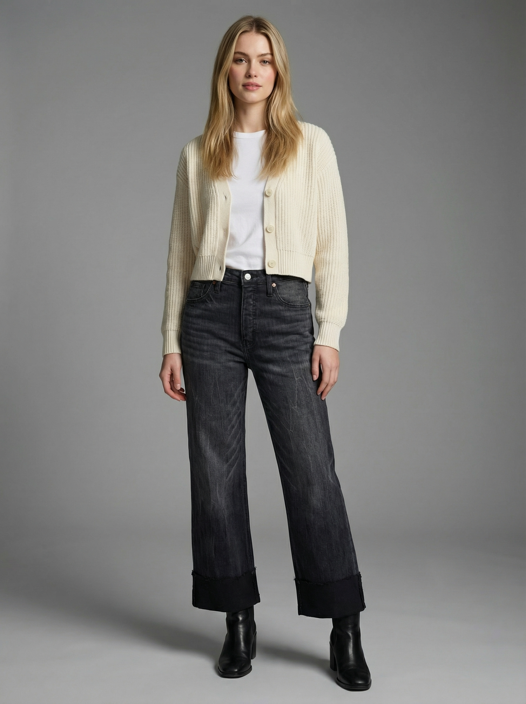 Artemis Vintage | Elodie Tummy Control Inseam Transform High Rise A-line Wide Jeans