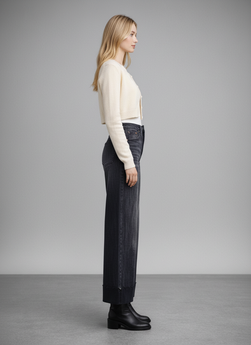 Artemis Vintage | Elodie Tummy Control Inseam Transform High Rise A-line Wide Jeans