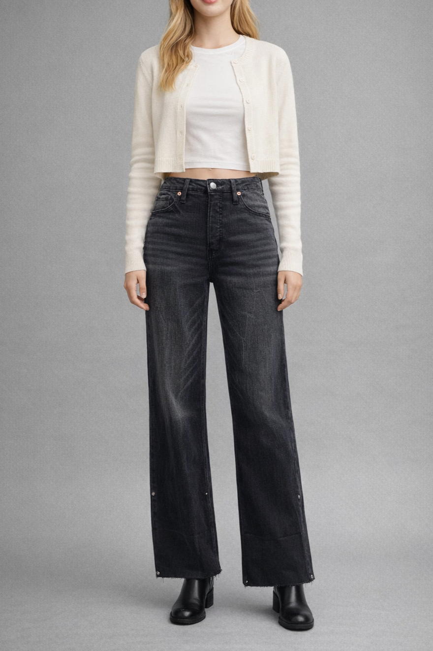 Artemis Vintage | Elodie Tummy Control Inseam Transform High Rise A-line Wide Jeans
