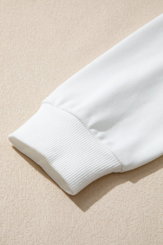 Christmas Tree Pearl Plaid Patch Drop Shoulder Swe