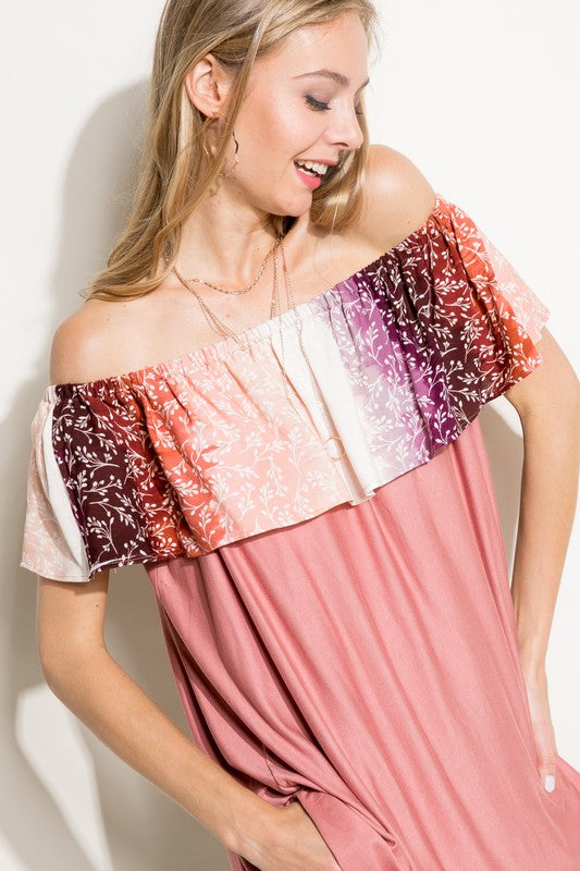 e Luna Ombre Tie Dye Off Shoulder Top