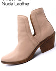 Western Style Cut Out Leather Booties