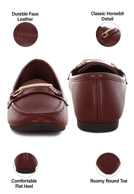 Oliot Horsebit Detail Flat Loafers