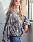 e Luna Allover Floral Print Sweatshirt