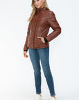 YMI Pocketed Zip Up Turtleneck Puffer Jacket