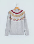 Gray Fair Isle Raglan Sleeve Sweater