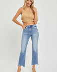 RISEN Full Size Frayed Hem Cropped Straight Jeans