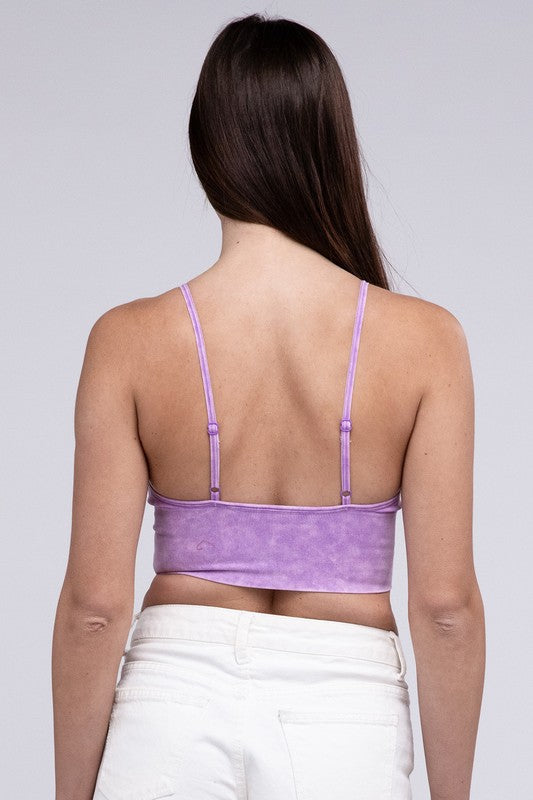 ZENANA Washed Ribbed Bra Padded Tank Top