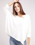 Zenana 3/4 Sleeve V-Neck Hi-Low Hem Jacquard Sweater