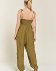 Jade By Jane Smocked Tie Strap Jumpsuit