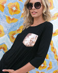 e Luna PLUS Solid Sequin Pocket Tunic