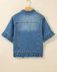 Ruffled Short Sleeve Denim Jacket
