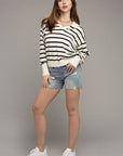 Stripe Collared Knit Top