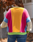 Plus Size Colorblock Patchwork Exposed Sweatshirt