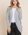 BOMBOM Open Front Long Sleeve Cocoon Cardigan