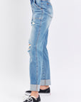 Judy Blue Full Size Distressed Straight Jeans with Patch Pockets