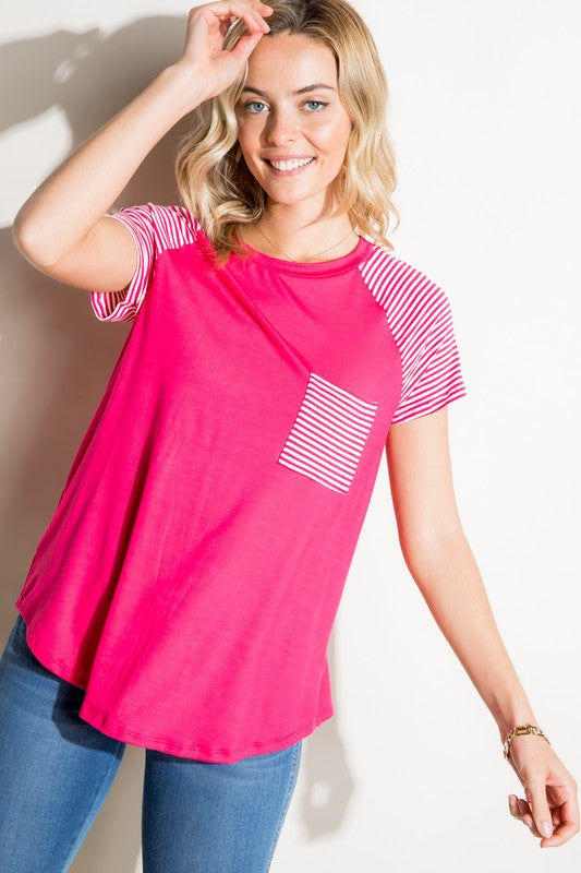 e Luna PLUS Solid Stripe Mix Pocket Top