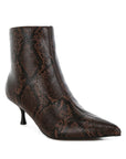 Thymus Snake Print Kitten Heel Boots