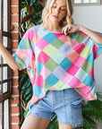 HOPELY Color Block Waffle Oversized T-Shirt