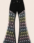 GJG Denim Mariposa Muse Butterfly Lace Bell Bottom Jeans — Black