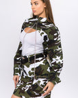 American Bazi Camouflage Cropped Jacket with Chains