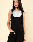 VERY J Tie Shoulder Front Pocket Romper